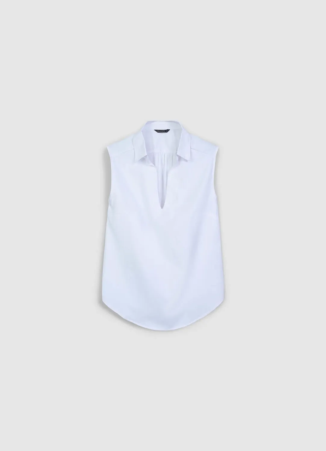 Top Calliope col chemise femme coton uni
