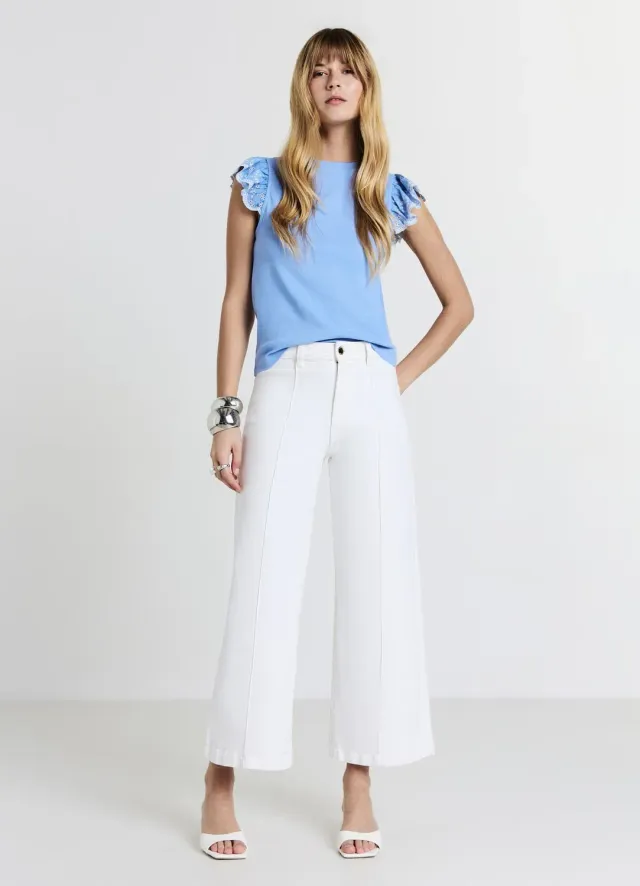 Calliope t-shirt côtelé volant femme coton