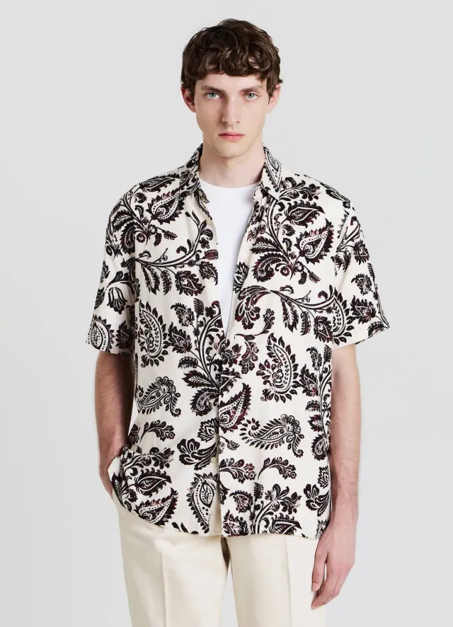 Calliope chemise ethnique homme manches courtes coton regular