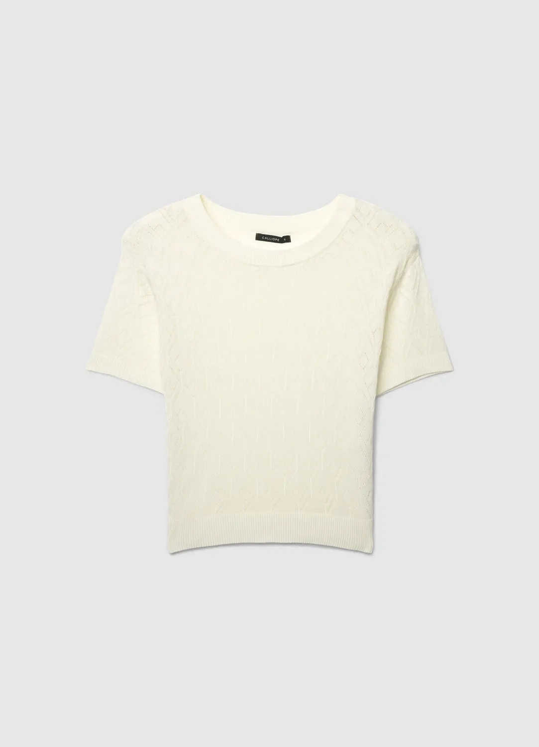 Calliope t-shirt femme uni point ajouré manches courtes