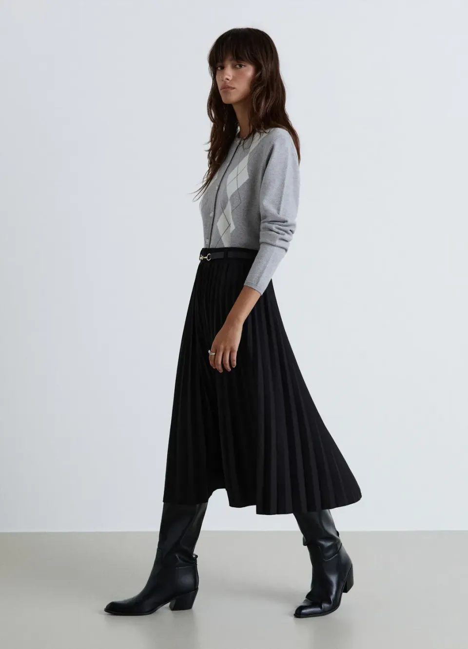 Calliope Jupe midi plissée femme ceinture évasée
