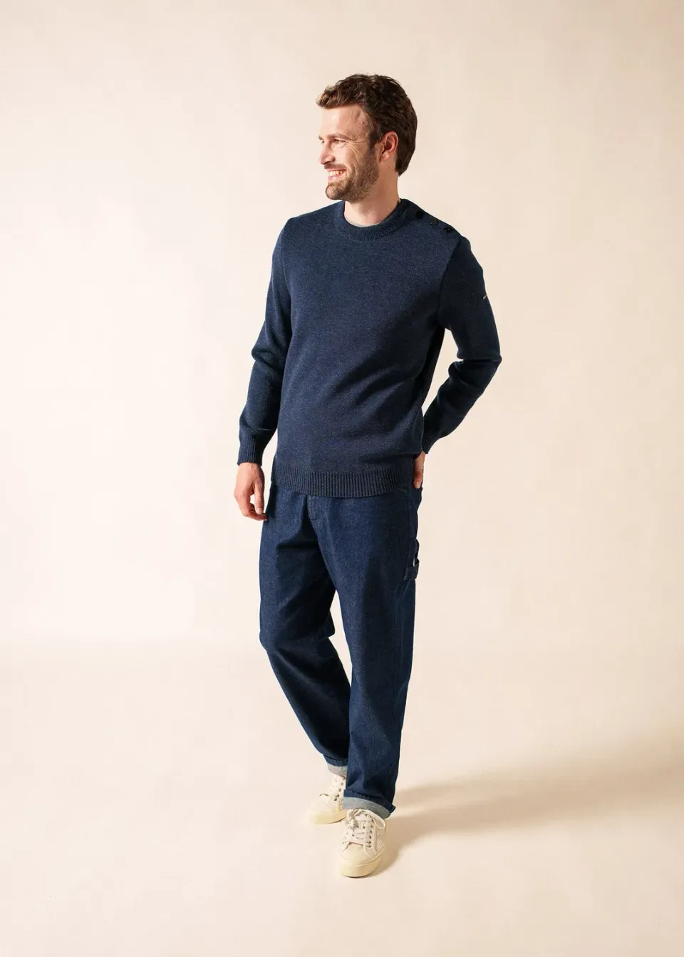 Saint James Cancale pull marin bleu chine laine