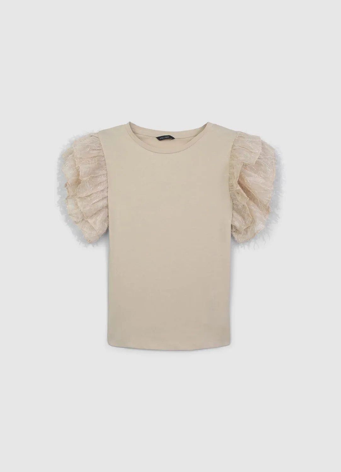 Calliope T-shirt Volants Coton Femme Col Rond