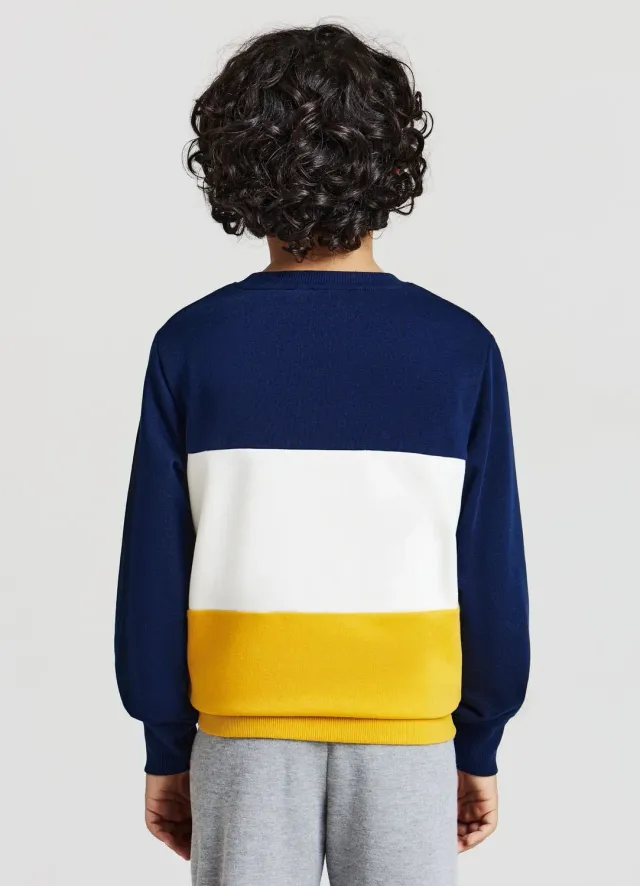 Calliope Sweat col rond garçon inscription blocs couleur