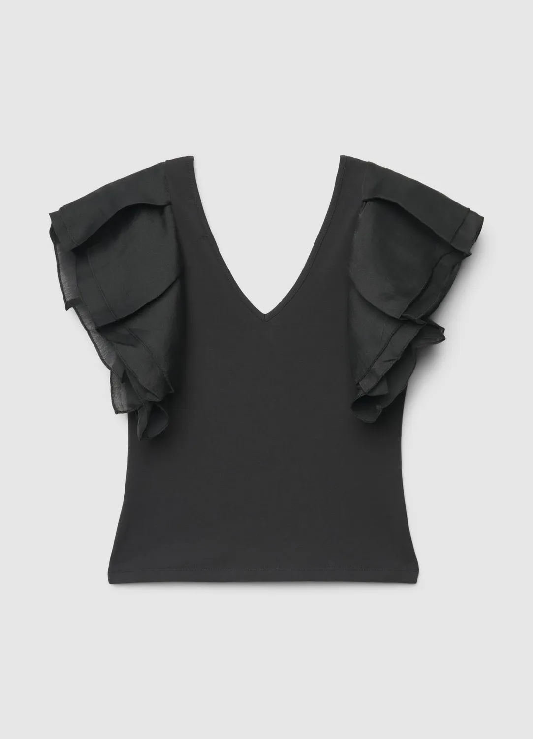 Calliope t-shirt col V manches volants femme uni