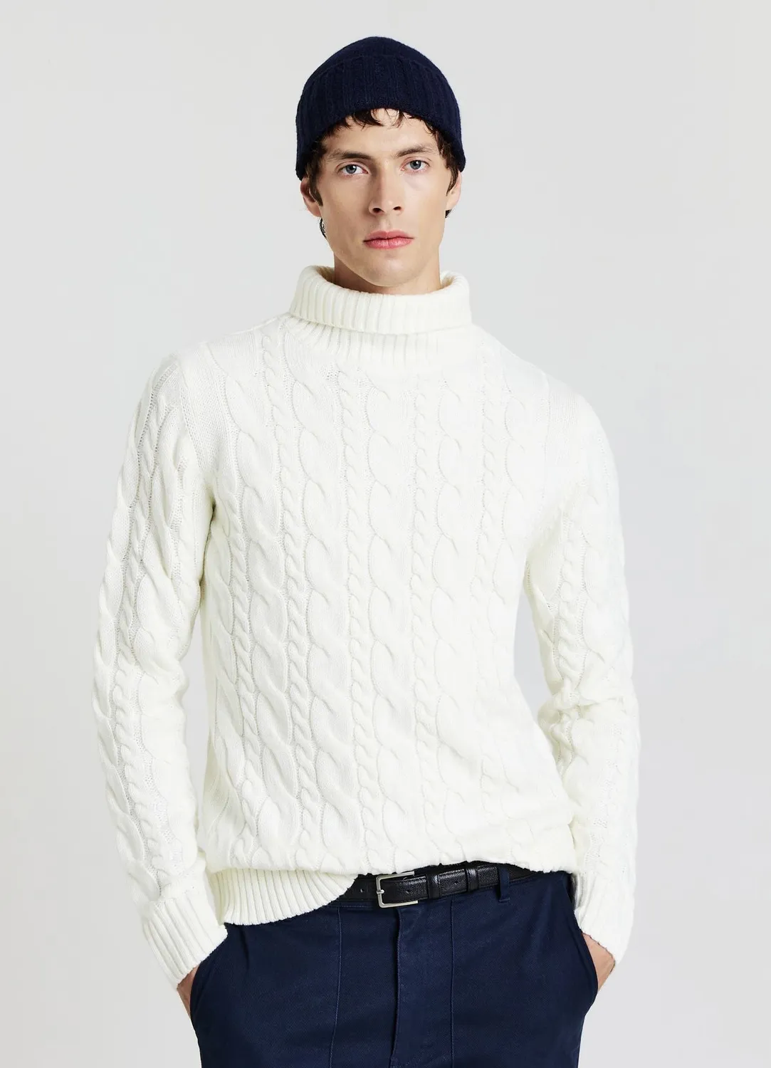 Calliope pull col roulé torsades homme