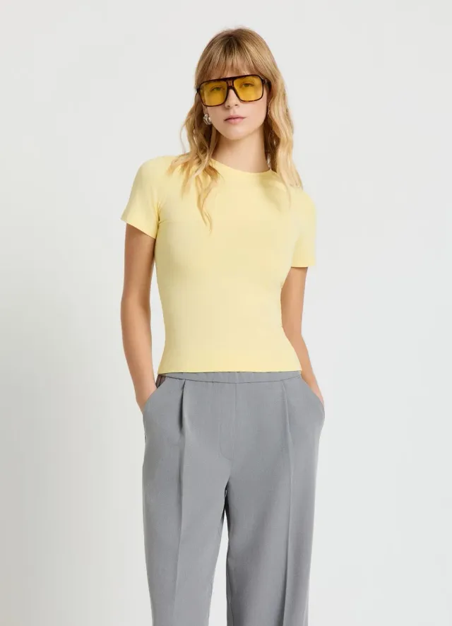 Calliope t-shirt femme uni col rond coton