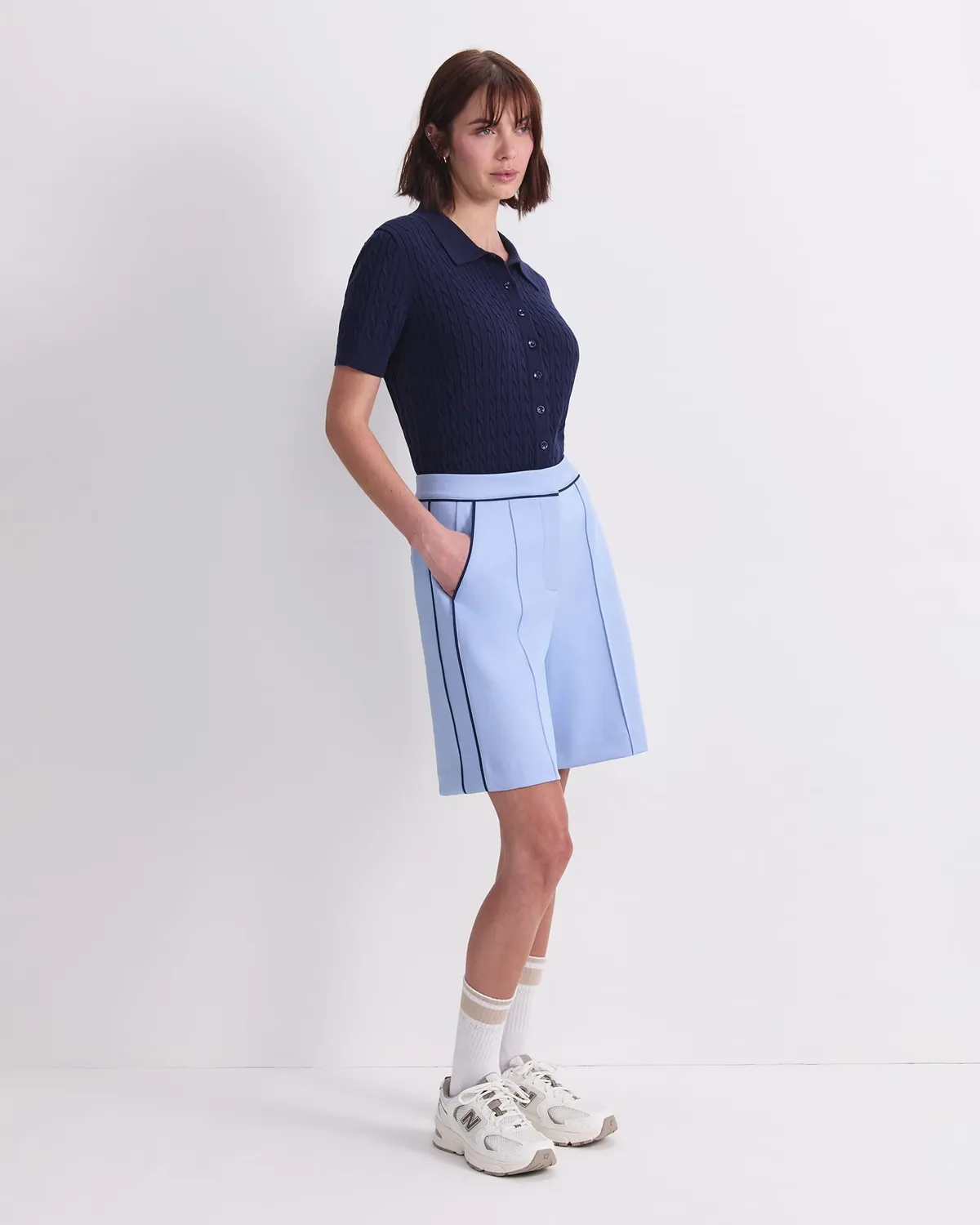 Sportscraft Lina short femme ponte coton passepoil