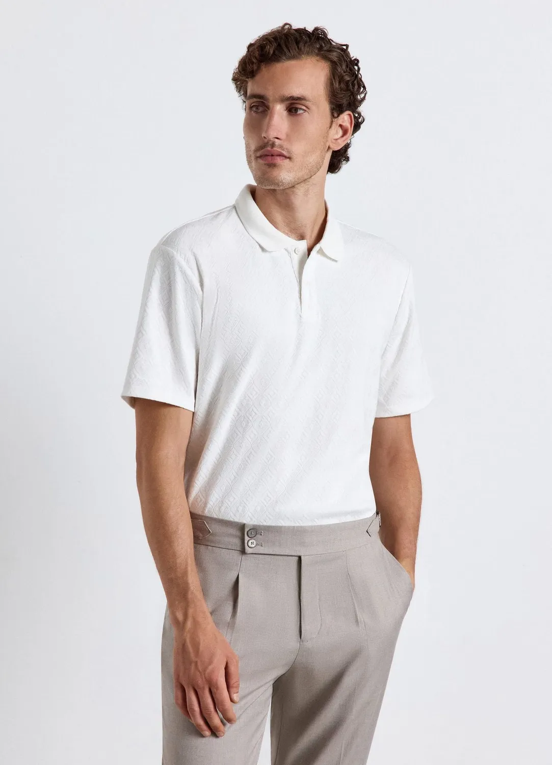 Calliope Polo jacquard homme manches courtes