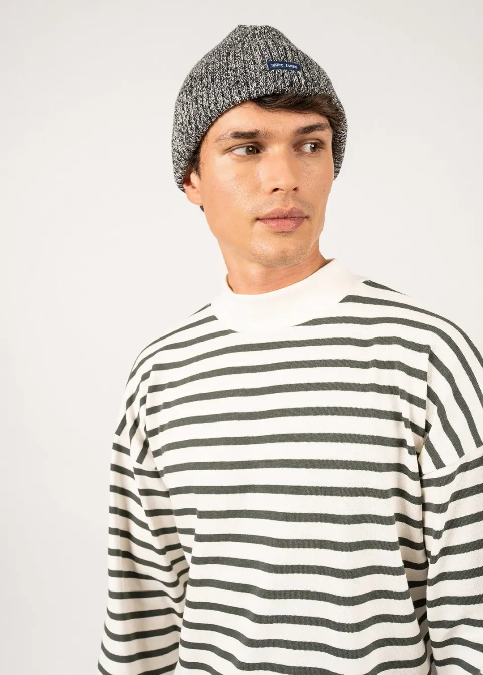 Saint James 48N1W Yvetot bonnet laine navy/ecru chaud