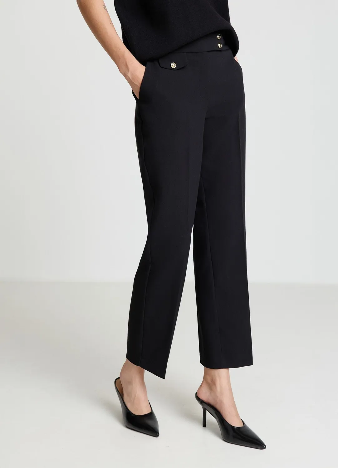 Calliope pantalon chino slim femme boutons taille haute