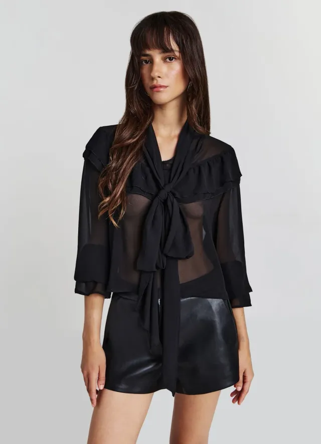 Calliope blouse nœud volants femme georgette