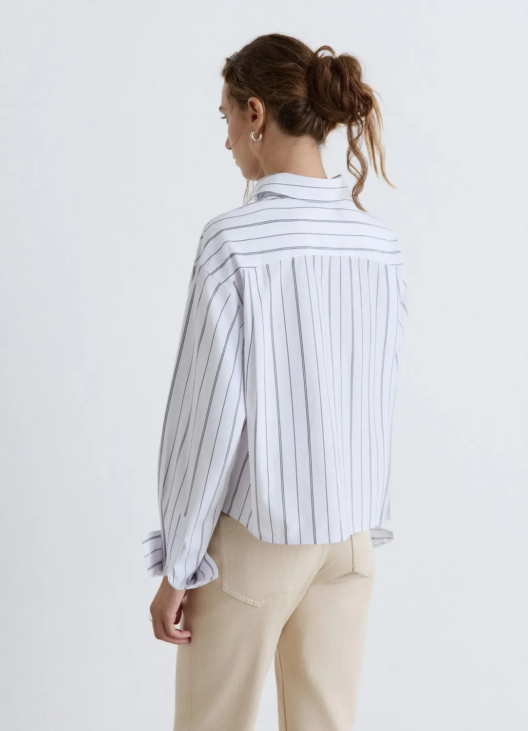 Calliope chemise crop rayée femme manches longues