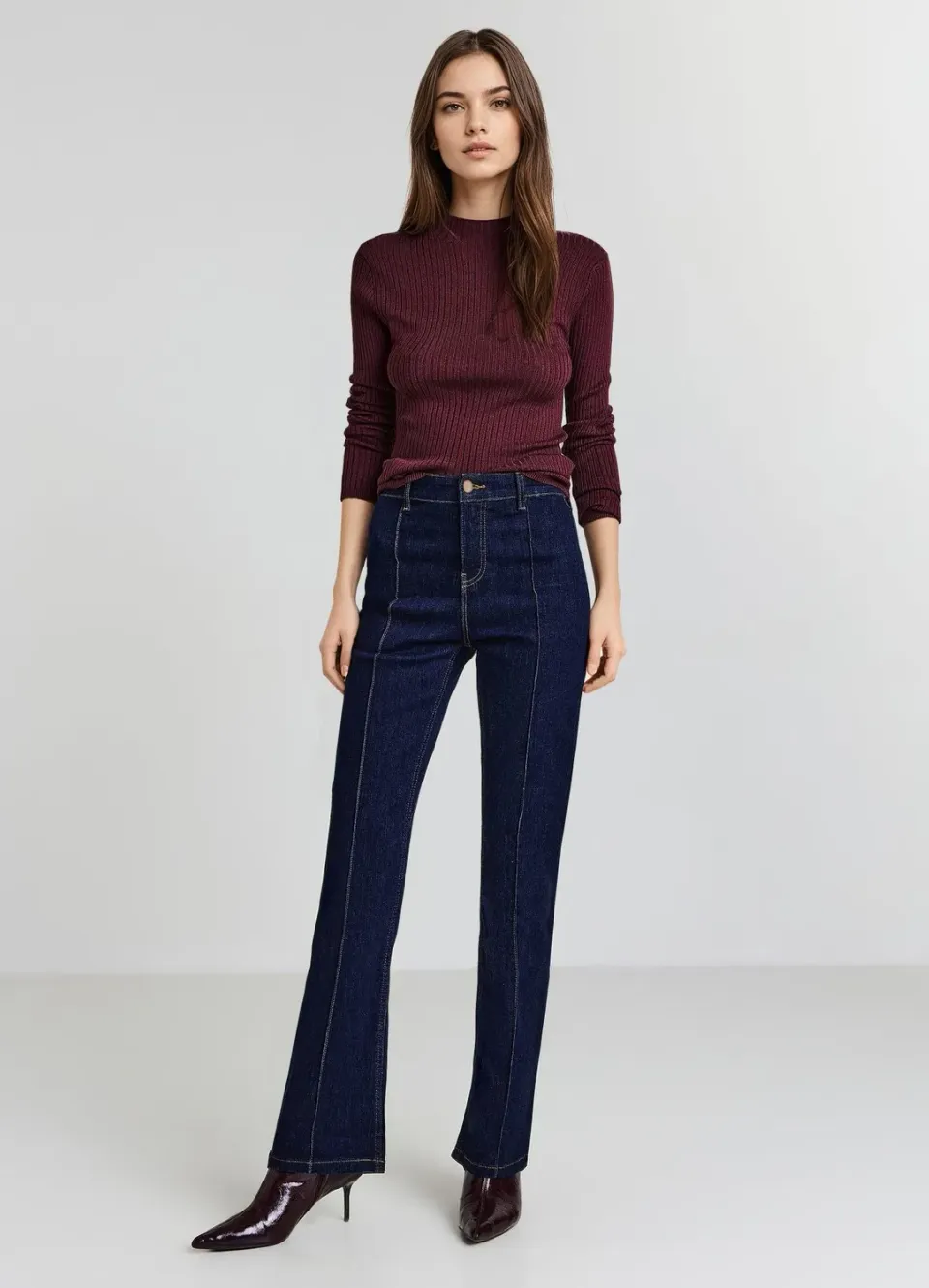 Calliope jean flare femme nervures devant