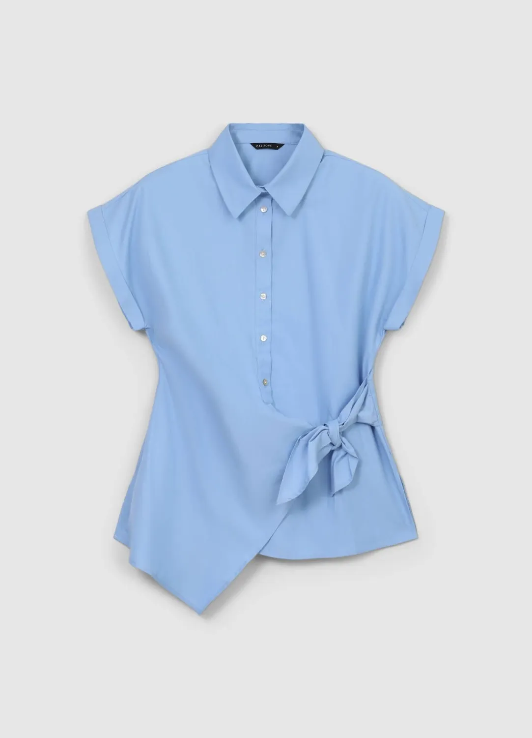 Calliope Noeud chemise femme coton manches courtes