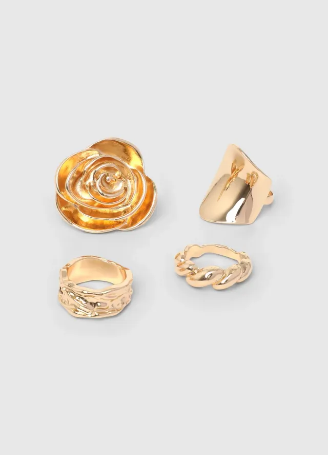 Calliope Bold lot 4 bagues femme assorties brillantes