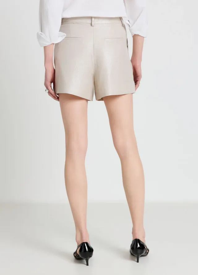Calliope short tailleur femme lin mélangé taille haute uni