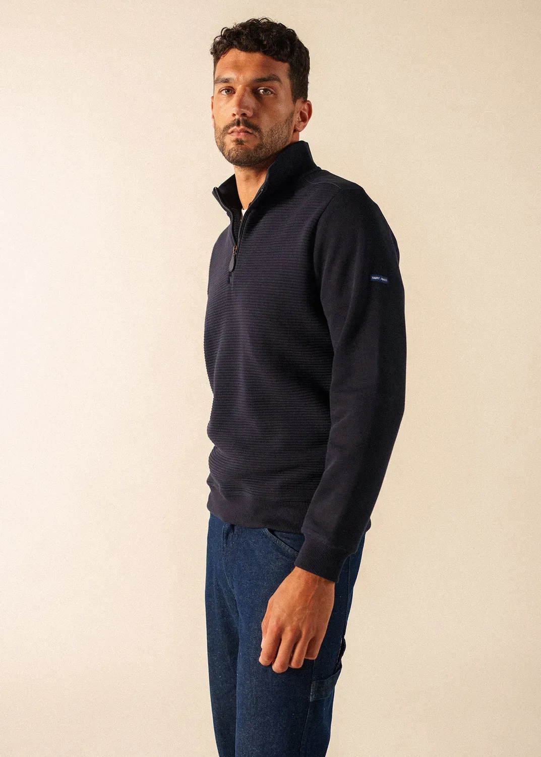 Saint James Malo sweat homme coton navy