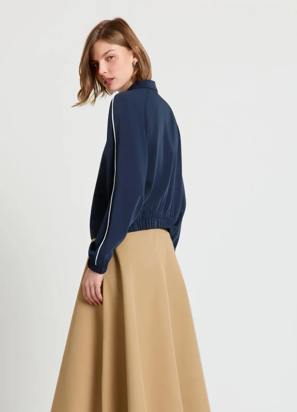 Calliope sweat zippé femme col montant profils contrastés