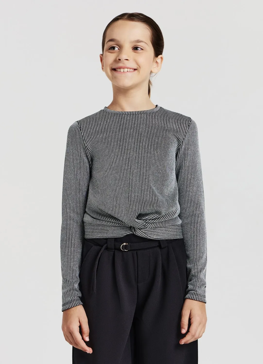 Calliope t-shirt fille côtelé nœud manches longues
