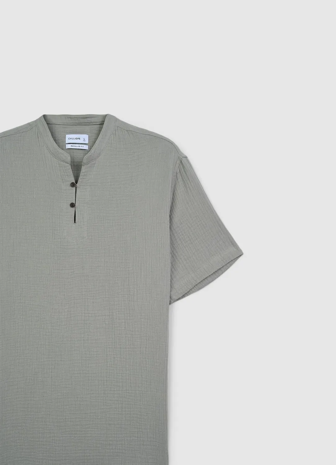 Calliope Chemise homme manches courtes coton gaufré