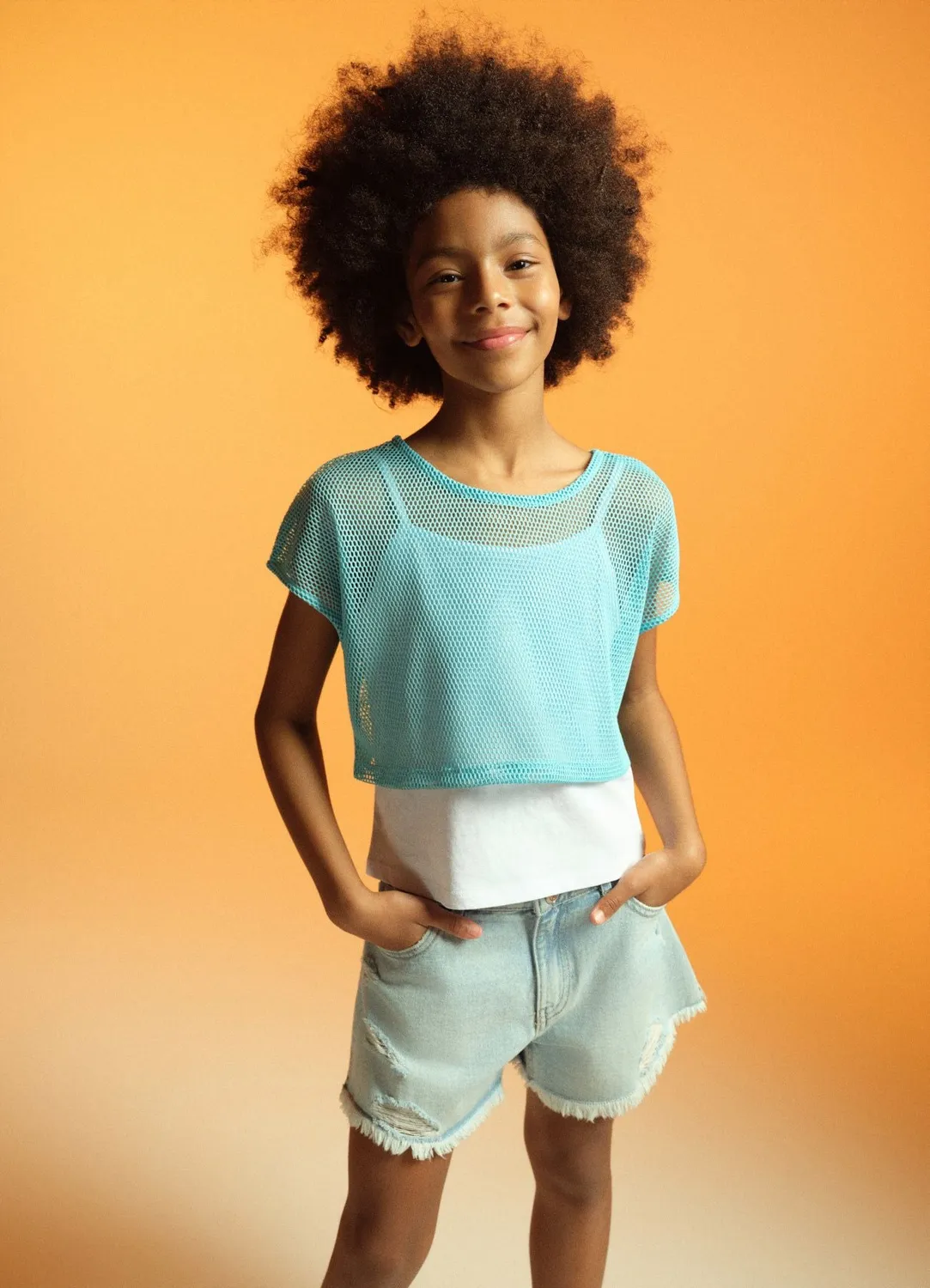 Calliope t-shirt double couche fille résille
