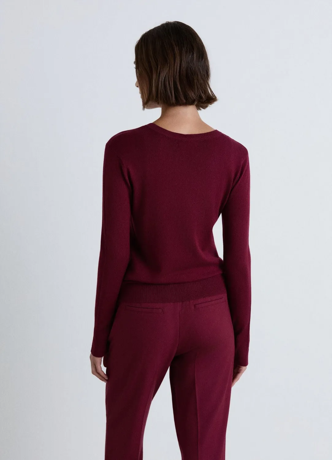 Calliope Pull col rond uni côtelé femme