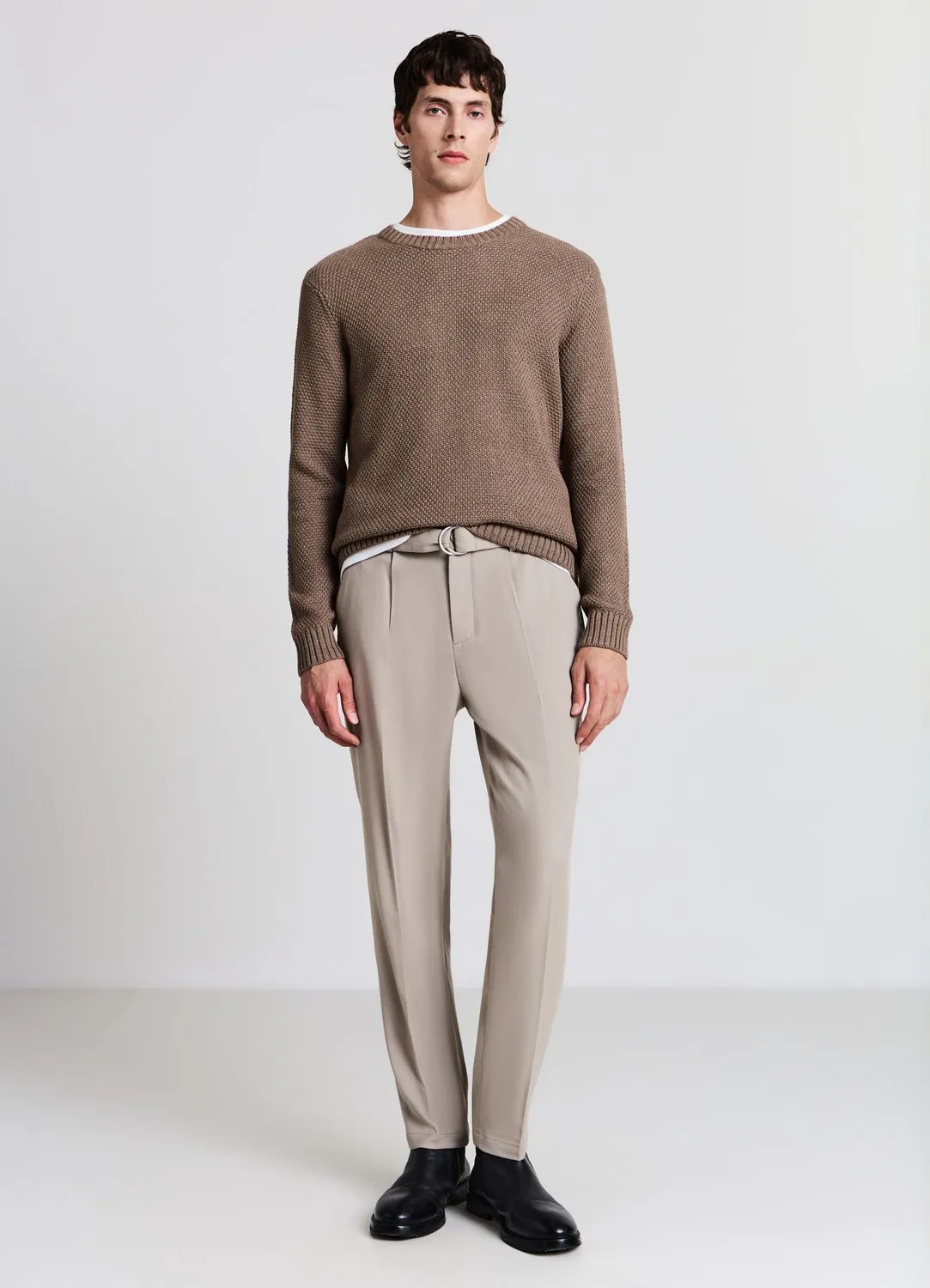 Calliope pantalon homme à plis ceinture boucle