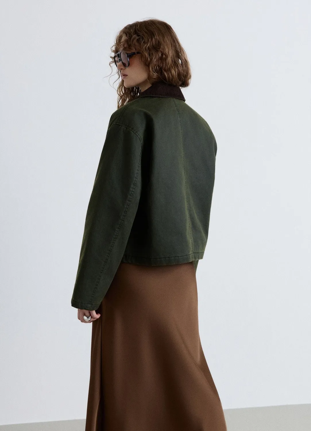 Calliope Veste cirée col contraste coupe courte femme