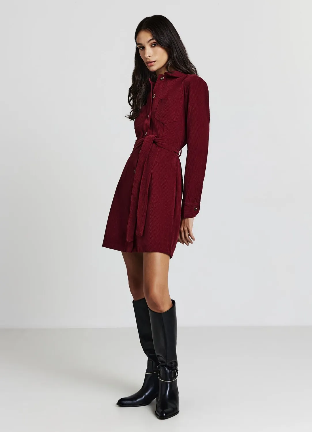 Calliope Robe chemise femme velours courte