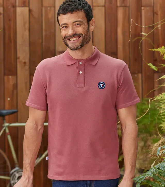 Cocorico Rose Blason polo homme coton