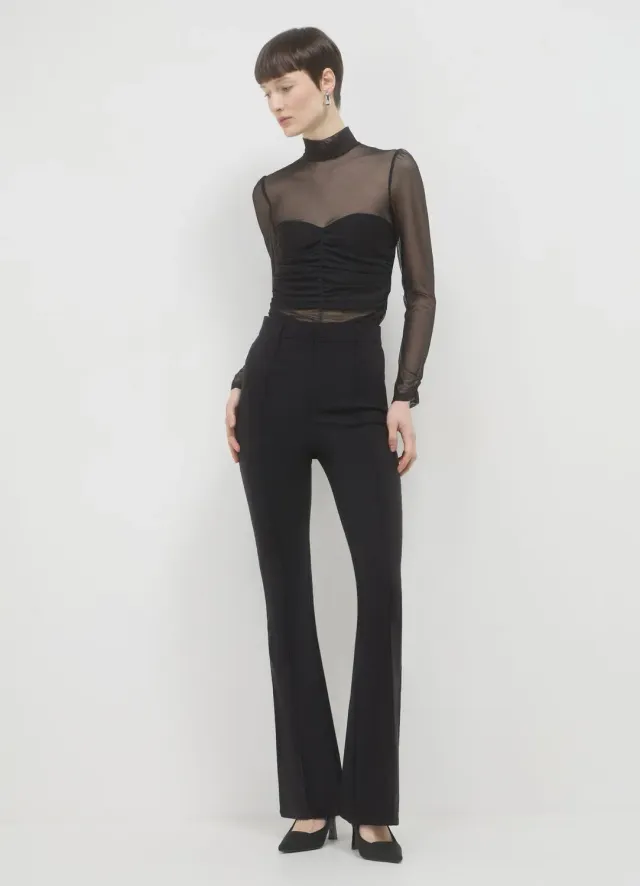 Calliope Body tulle froncé manches longues femme