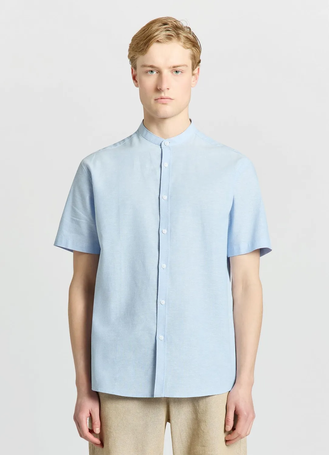 Calliope chemise lin col coréen homme manches courtes