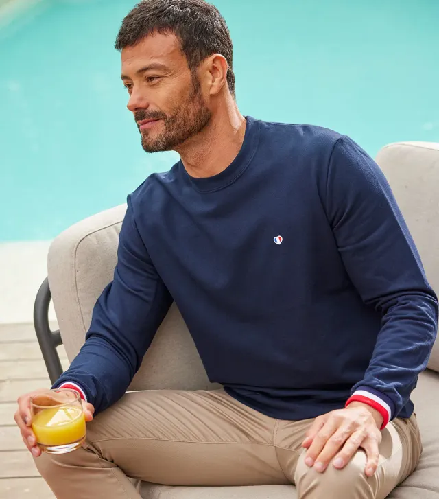 Cocorico Iconique sweat supporter homme marine coton