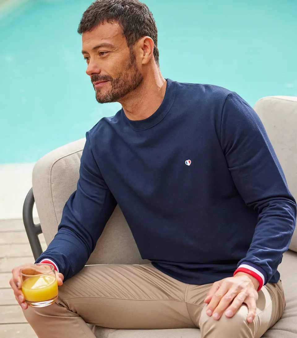Cocorico Iconique sweat supporter homme marine coton