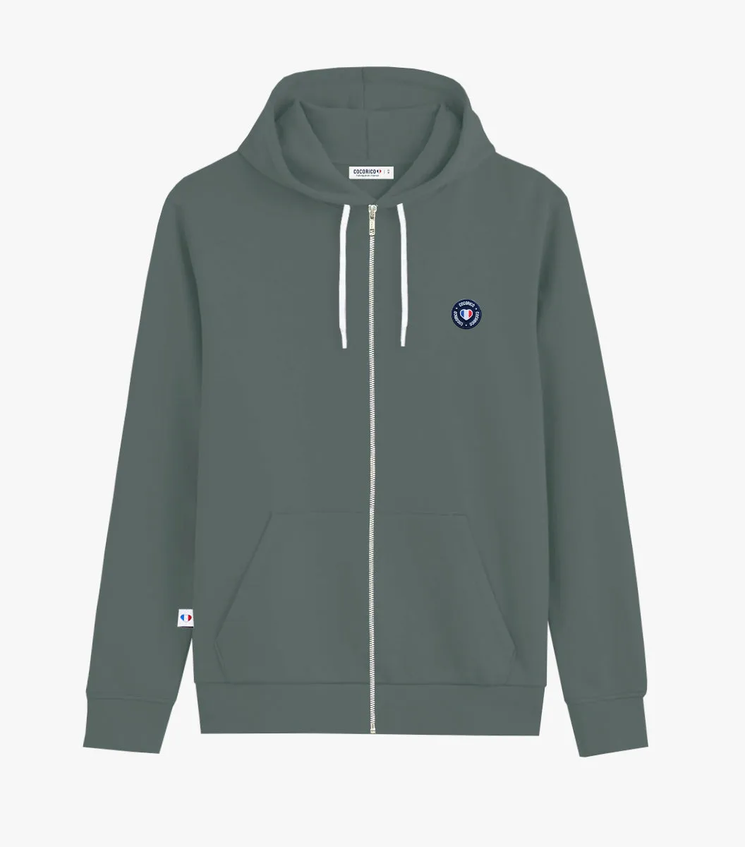 Cocorico Blason sweat zippé sauge homme molleton