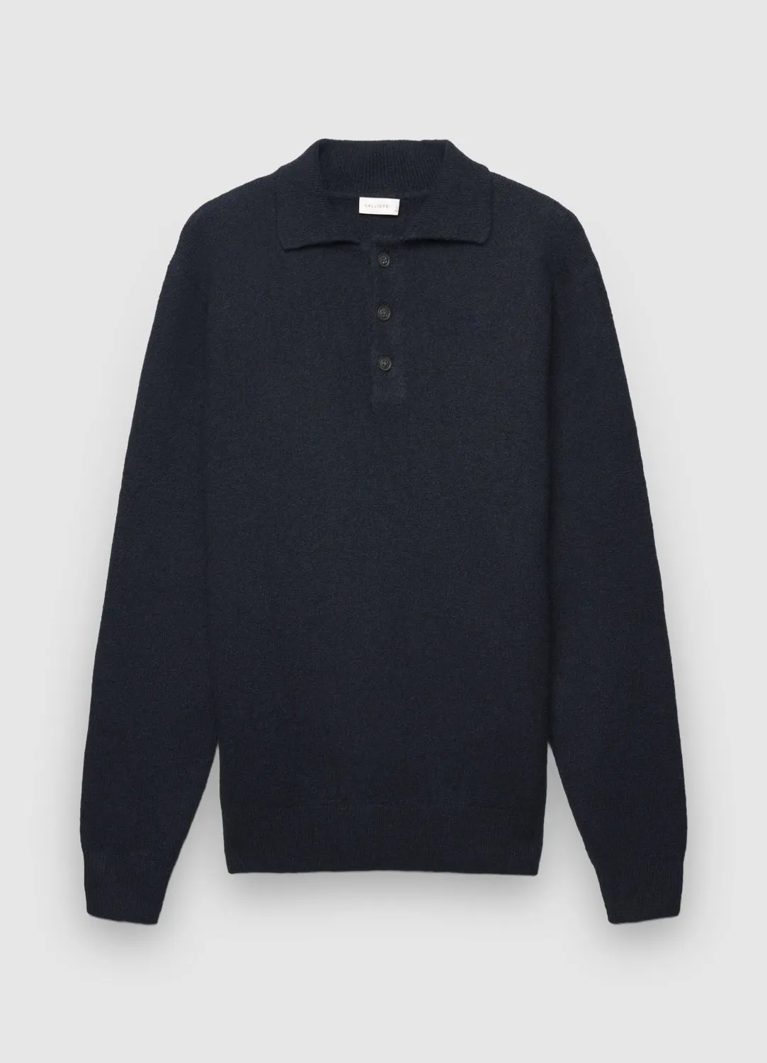 Calliope polo homme uni manches longues col boutonné