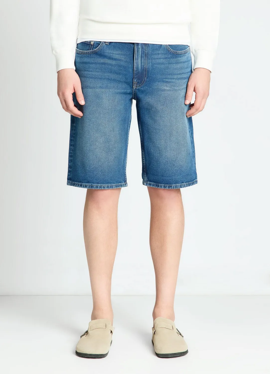 Calliope short jean homme 5 poches à revers denim