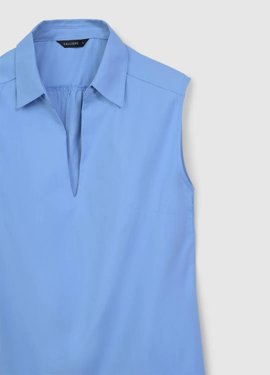 Calliope top femme col chemise sans manches coton