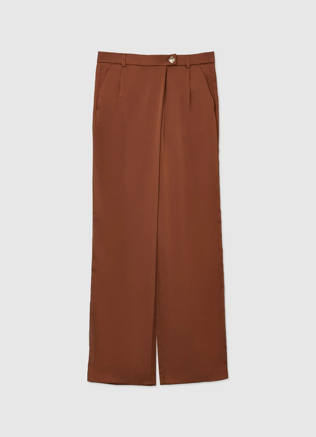 Calliope Pantalon Palazzo Satiné Pli Asymétrique Femme