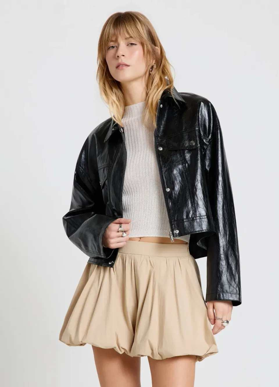 Calliope blouson effet cuir femme poches à rabat