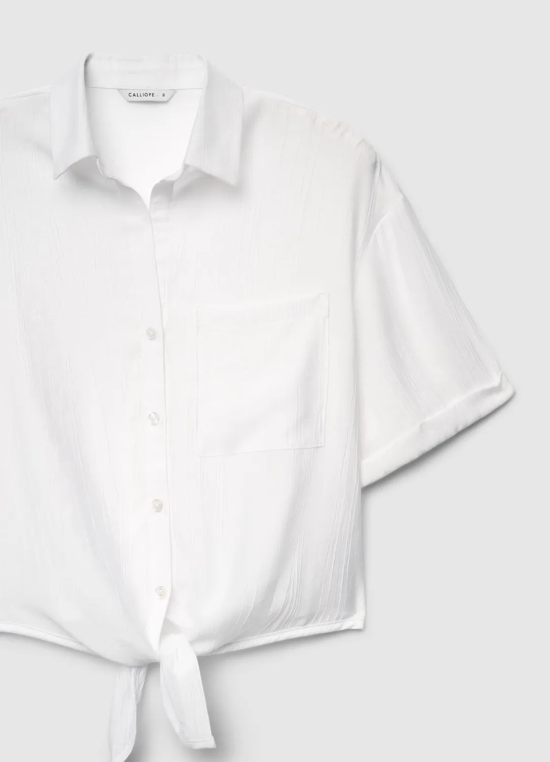 Calliope chemise femme unie nouée manches courtes coton