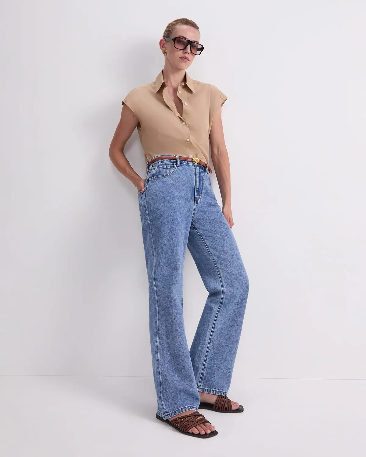 Sportscraft Simmi jean droit bleu coton