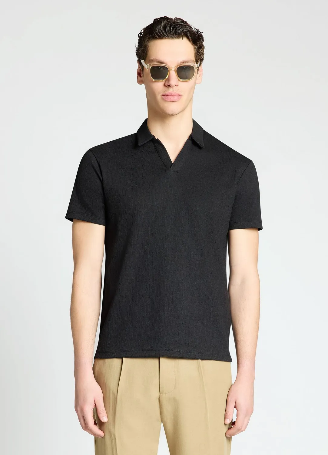 Calliope Polo Col V T-shirt homme regular goffré