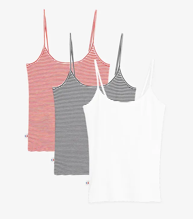 Cocorico Pack Marinières caraco femme blanc x3 coton