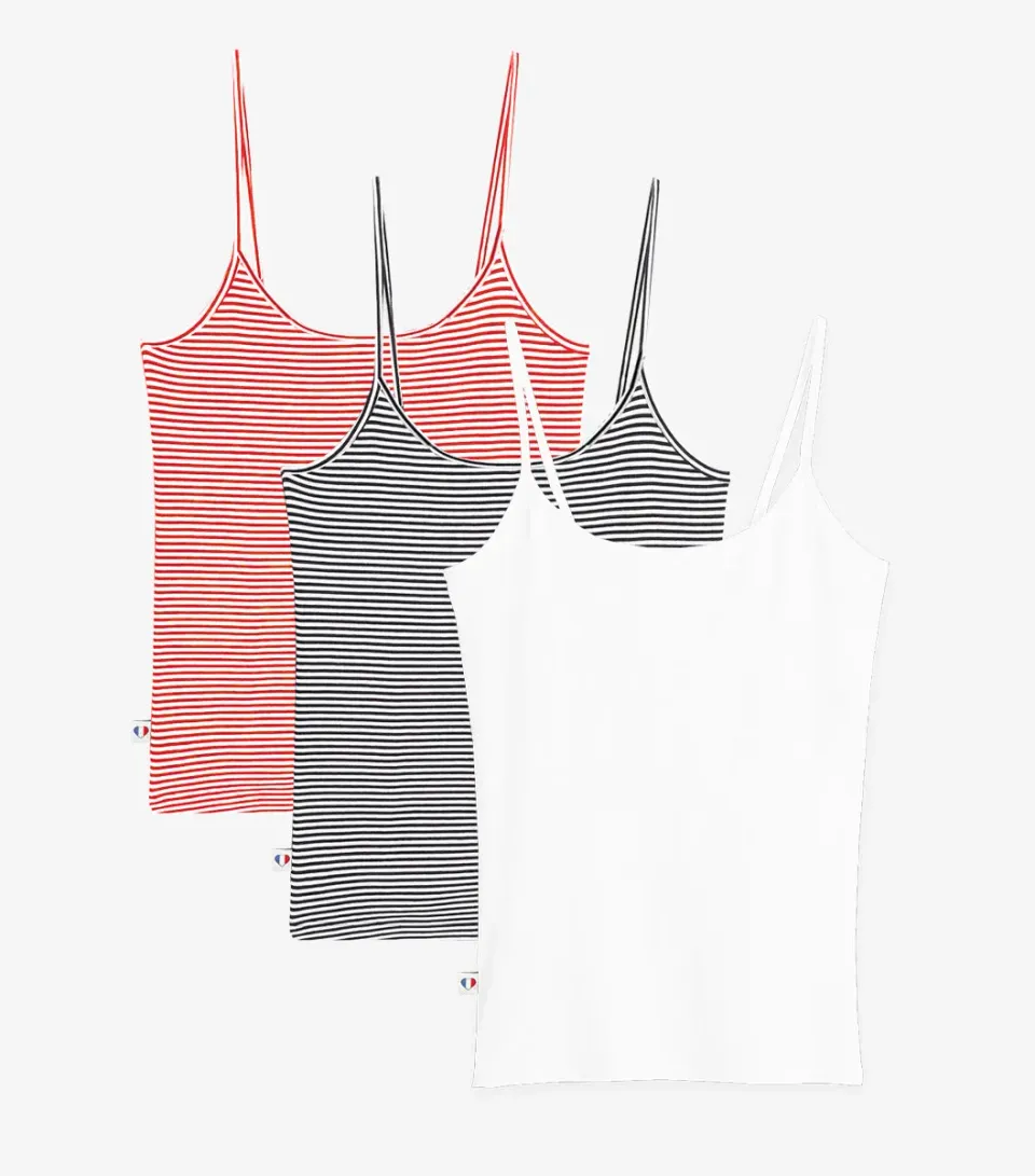 Cocorico Pack Marinières caraco femme blanc x3 coton