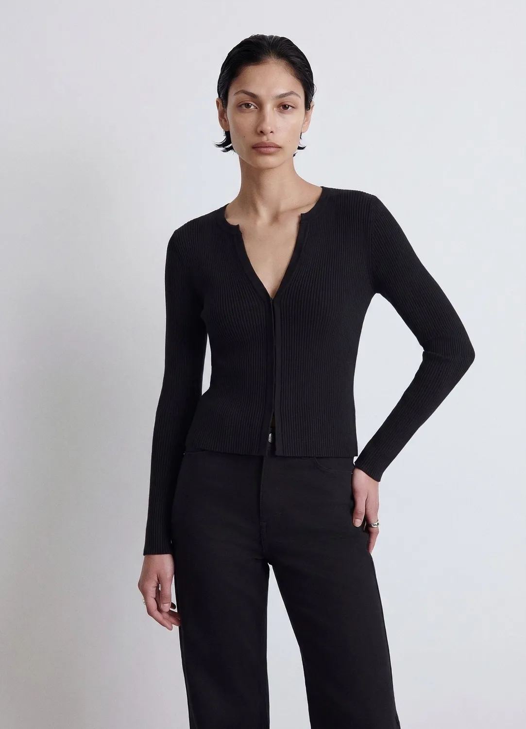 Calliope cardigan côtelé femme col V boutons pression