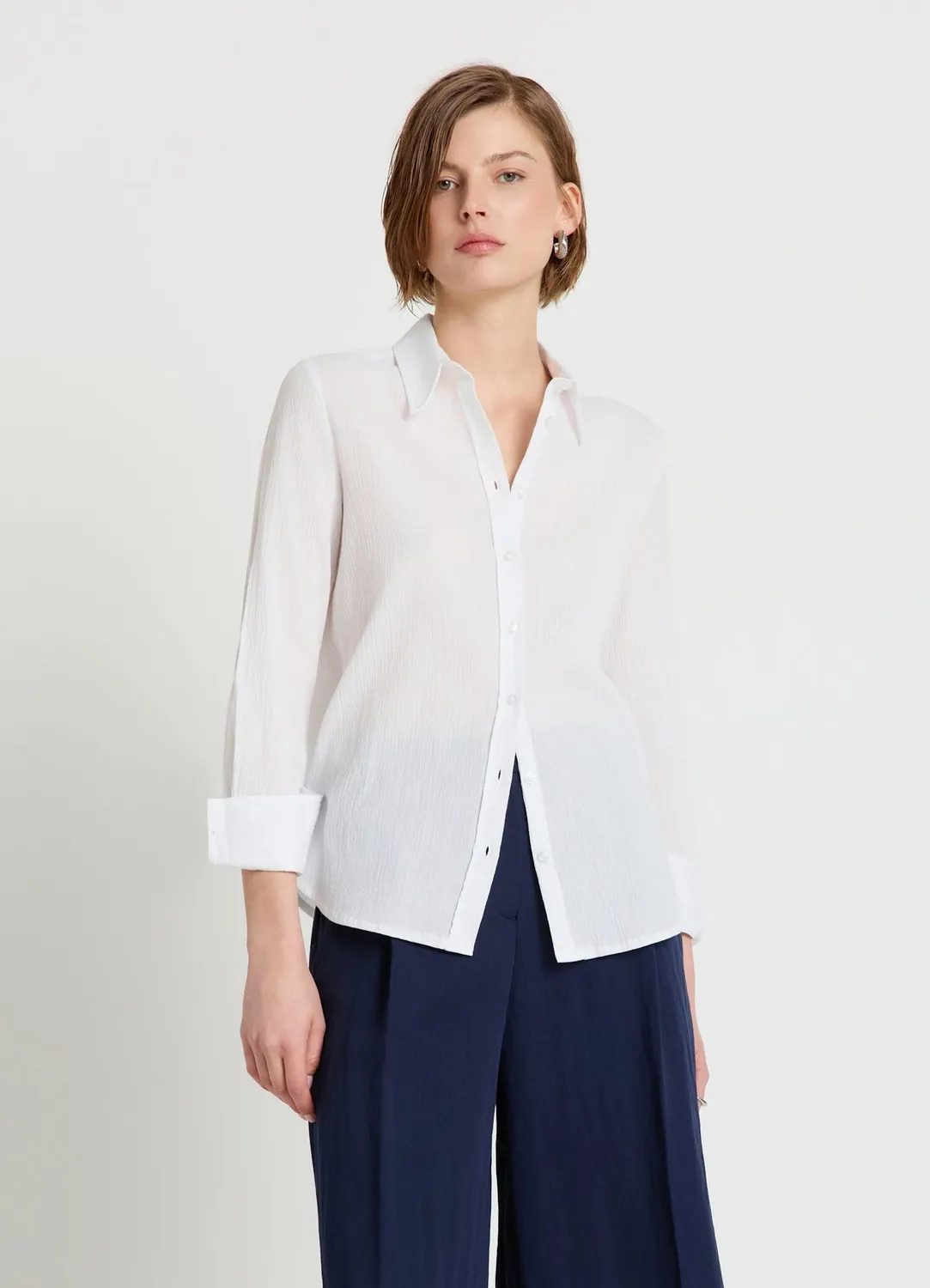 Calliope chemise effet froissé femme manches longues