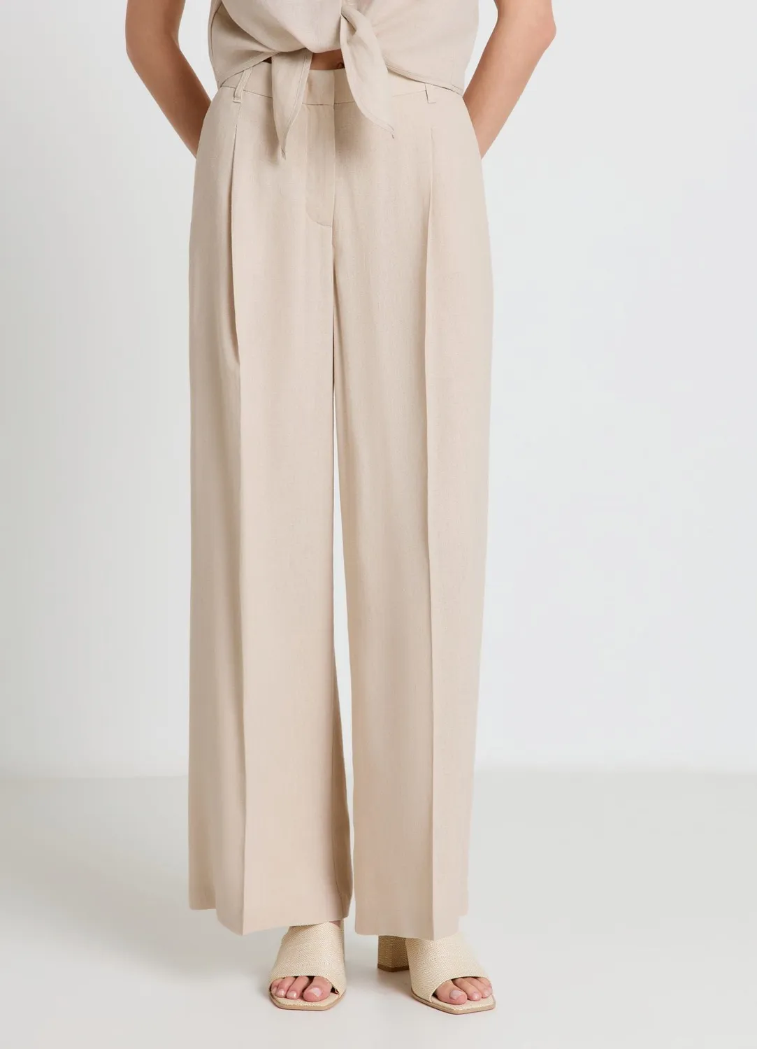 Calliope palazzo pantalon taille haute femme poches