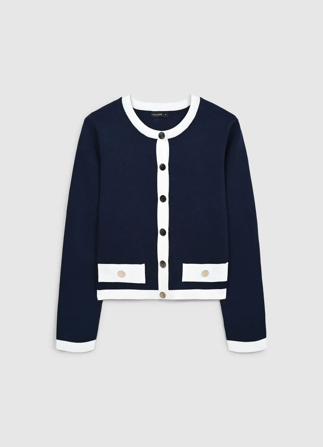 Calliope cardigan boutons dorés gilet femme col rond